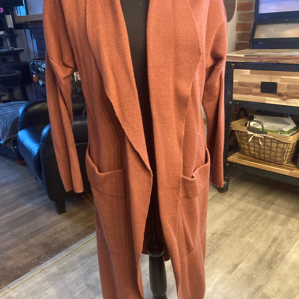 Cardigan Sweater Duster Jacket Rusty Brown